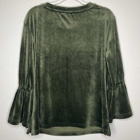 Sanctuary Tierney Green‎ velour bell sleeves blouse top - Picture 6 of 8